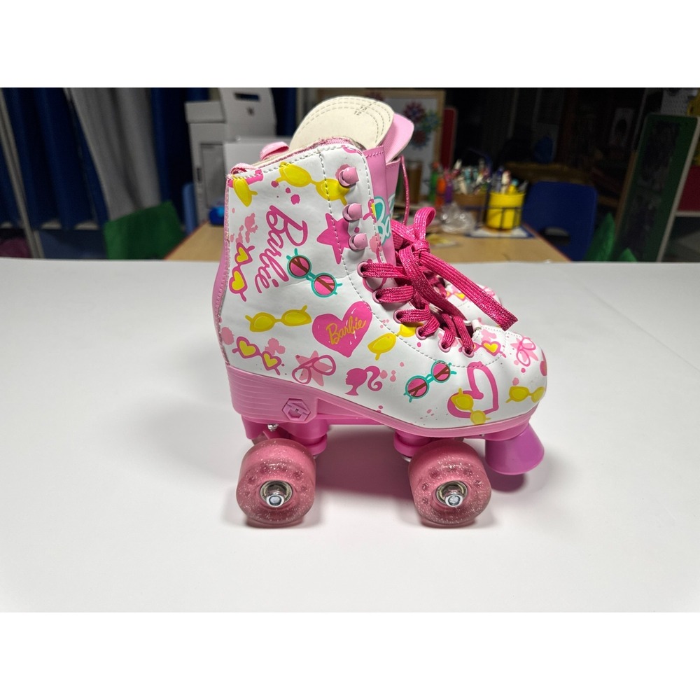 Voyager Barbie Girls‎ Roller Skates Shoes Girls 12-2 Pink White Glitter Wheels